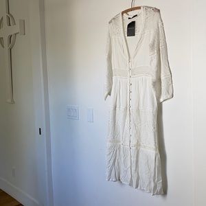 bohemian white lace midi dress